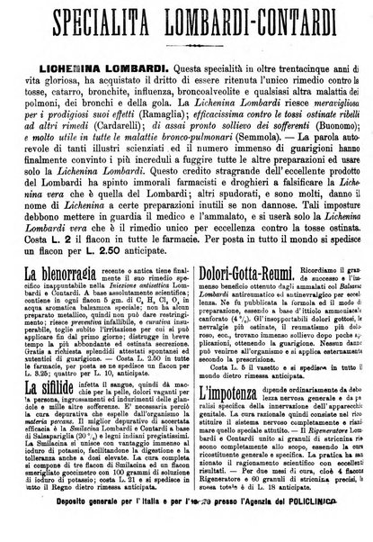 Supplemento al policlinico periodico di medicina, chirurgia ed igiene