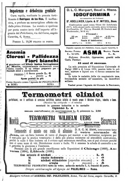 Supplemento al policlinico periodico di medicina, chirurgia ed igiene