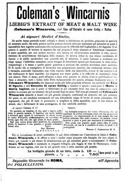 Supplemento al policlinico periodico di medicina, chirurgia ed igiene