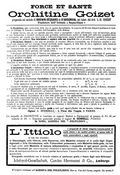 Supplemento al policlinico periodico di medicina, chirurgia ed igiene