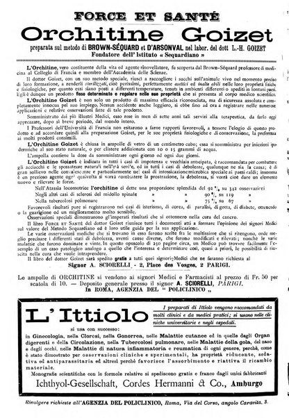 Supplemento al policlinico periodico di medicina, chirurgia ed igiene