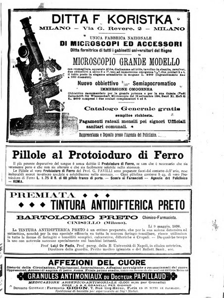 Supplemento al policlinico periodico di medicina, chirurgia ed igiene