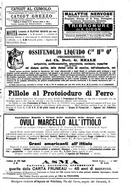 Supplemento al policlinico periodico di medicina, chirurgia ed igiene