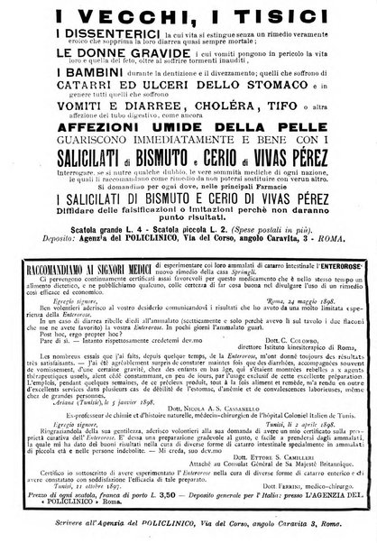 Supplemento al policlinico periodico di medicina, chirurgia ed igiene