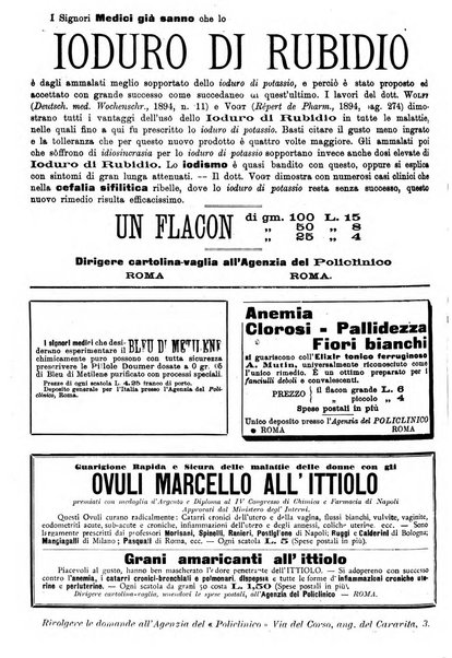 Supplemento al policlinico periodico di medicina, chirurgia ed igiene