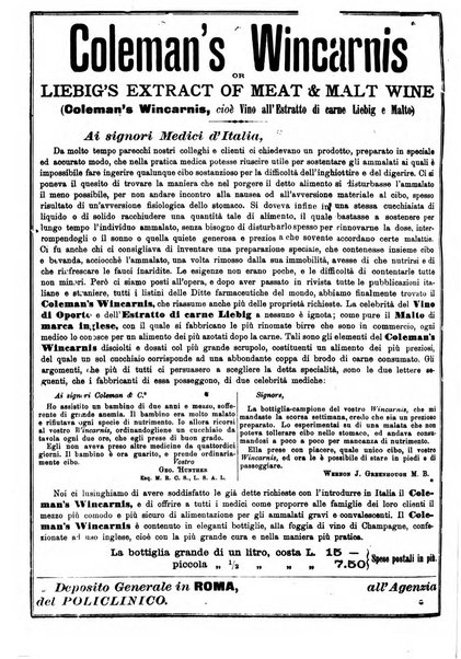 Supplemento al policlinico periodico di medicina, chirurgia ed igiene