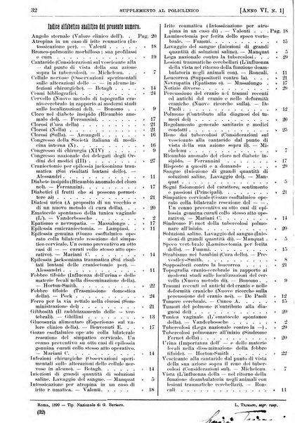 Supplemento al policlinico periodico di medicina, chirurgia ed igiene