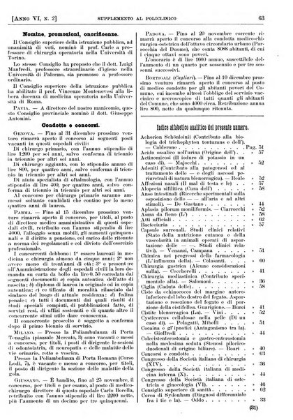 Supplemento al policlinico periodico di medicina, chirurgia ed igiene