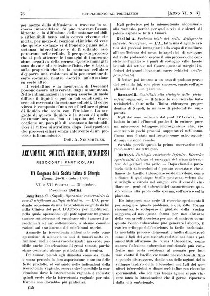 Supplemento al policlinico periodico di medicina, chirurgia ed igiene