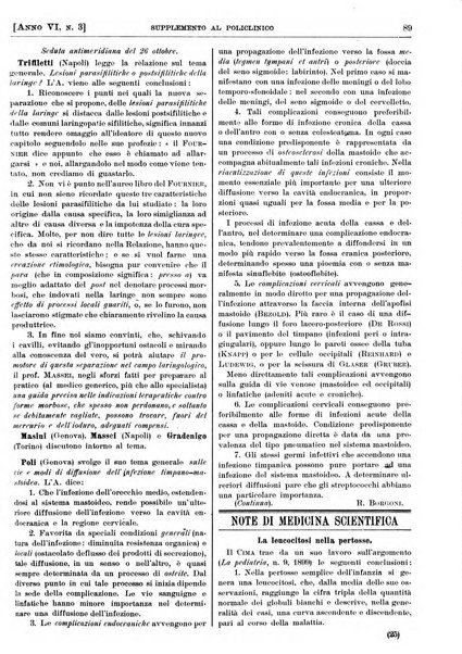 Supplemento al policlinico periodico di medicina, chirurgia ed igiene