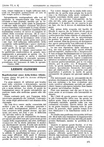 Supplemento al policlinico periodico di medicina, chirurgia ed igiene