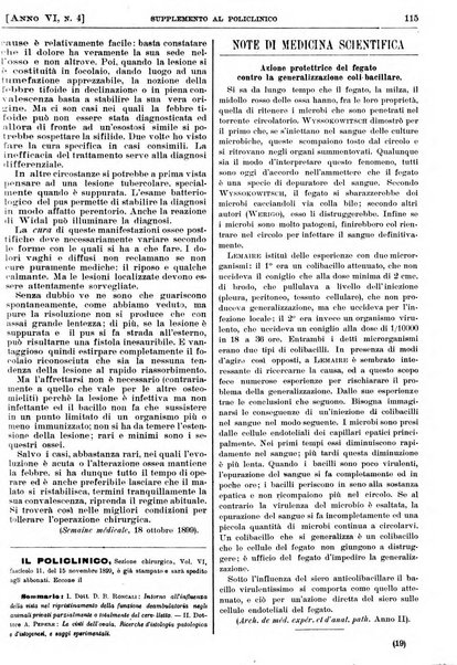 Supplemento al policlinico periodico di medicina, chirurgia ed igiene