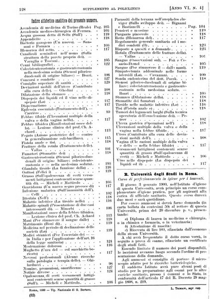 Supplemento al policlinico periodico di medicina, chirurgia ed igiene