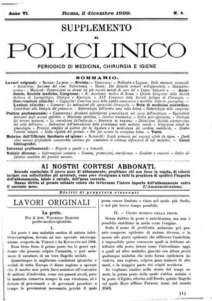 Supplemento al policlinico periodico di medicina, chirurgia ed igiene