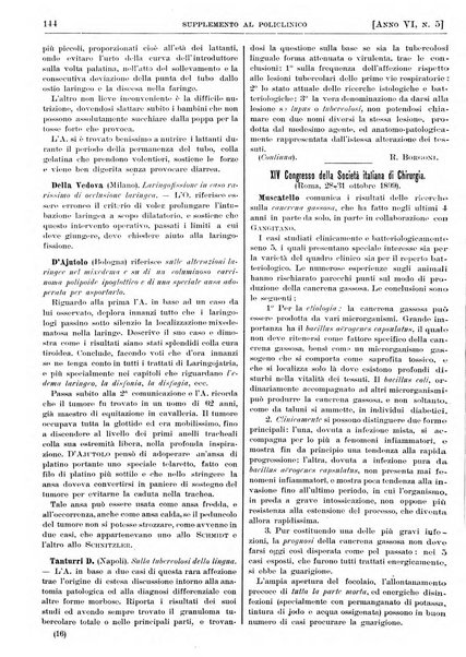 Supplemento al policlinico periodico di medicina, chirurgia ed igiene