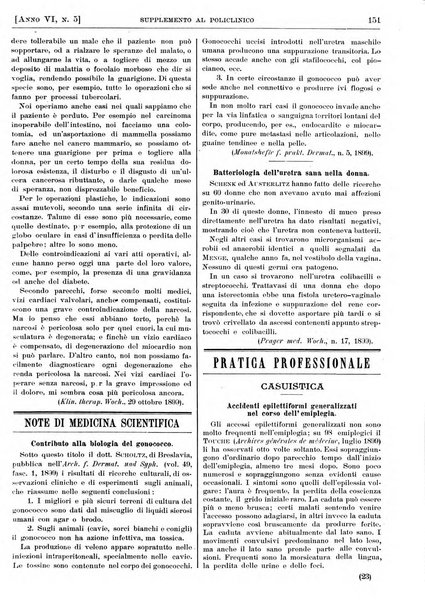 Supplemento al policlinico periodico di medicina, chirurgia ed igiene