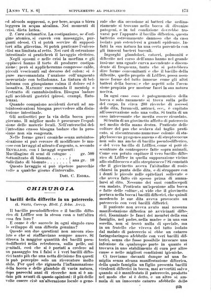 Supplemento al policlinico periodico di medicina, chirurgia ed igiene