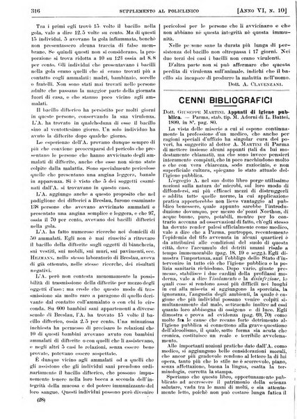 Supplemento al policlinico periodico di medicina, chirurgia ed igiene