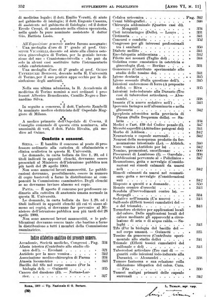 Supplemento al policlinico periodico di medicina, chirurgia ed igiene