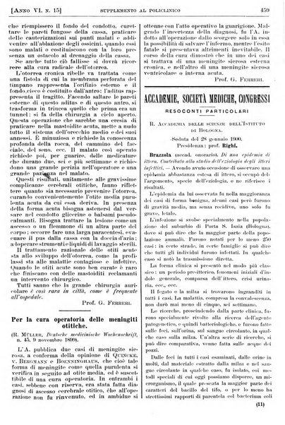 Supplemento al policlinico periodico di medicina, chirurgia ed igiene