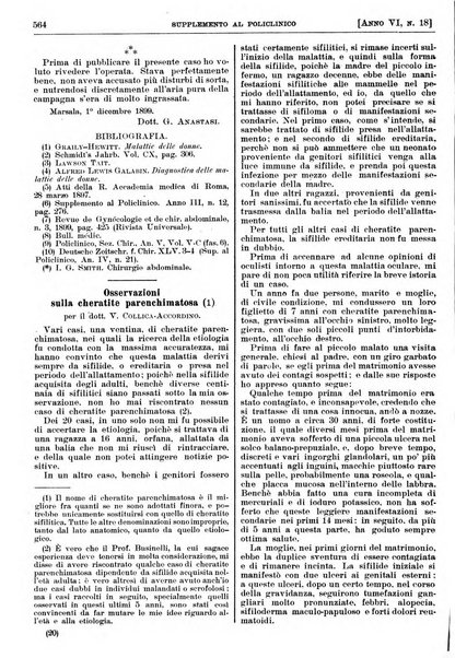 Supplemento al policlinico periodico di medicina, chirurgia ed igiene