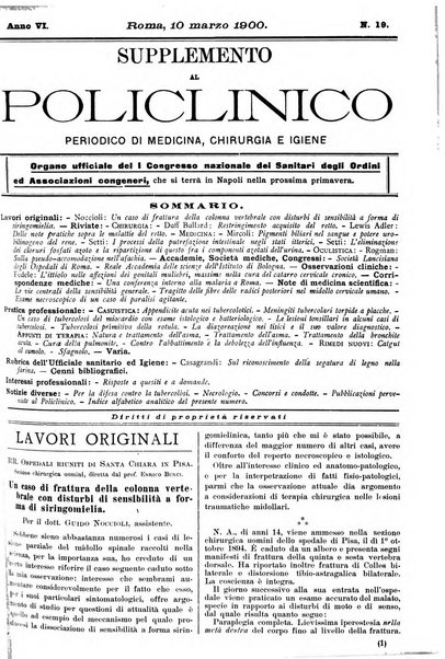 Supplemento al policlinico periodico di medicina, chirurgia ed igiene