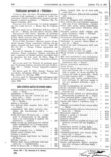 Supplemento al policlinico periodico di medicina, chirurgia ed igiene