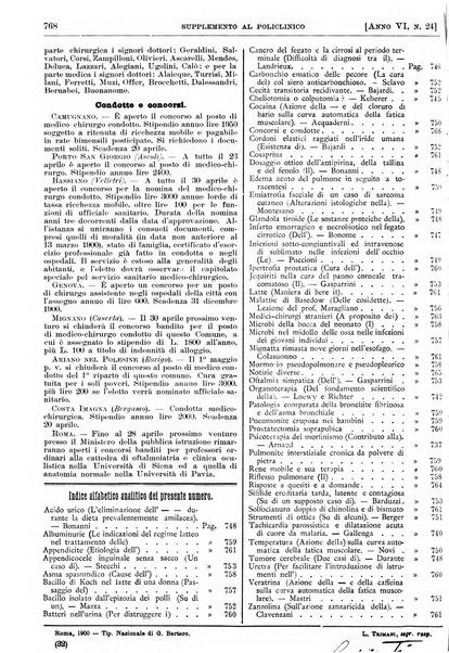 Supplemento al policlinico periodico di medicina, chirurgia ed igiene