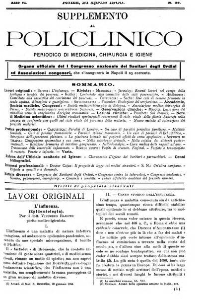 Supplemento al policlinico periodico di medicina, chirurgia ed igiene