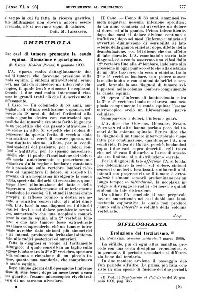 Supplemento al policlinico periodico di medicina, chirurgia ed igiene