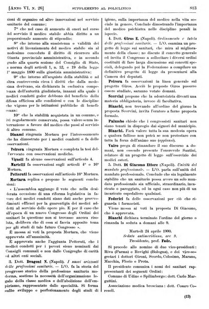 Supplemento al policlinico periodico di medicina, chirurgia ed igiene