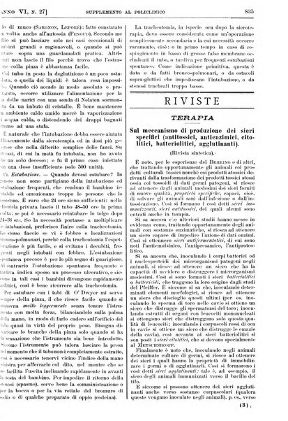 Supplemento al policlinico periodico di medicina, chirurgia ed igiene