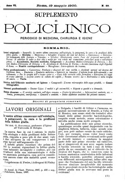 Supplemento al policlinico periodico di medicina, chirurgia ed igiene