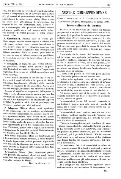 Supplemento al policlinico periodico di medicina, chirurgia ed igiene