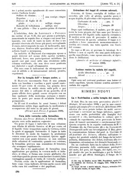 Supplemento al policlinico periodico di medicina, chirurgia ed igiene