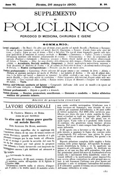 Supplemento al policlinico periodico di medicina, chirurgia ed igiene