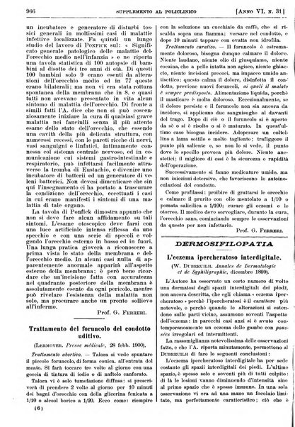 Supplemento al policlinico periodico di medicina, chirurgia ed igiene