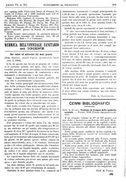 Supplemento al policlinico periodico di medicina, chirurgia ed igiene