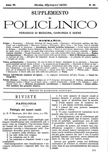 Supplemento al policlinico periodico di medicina, chirurgia ed igiene