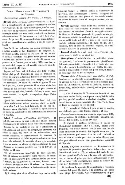 Supplemento al policlinico periodico di medicina, chirurgia ed igiene