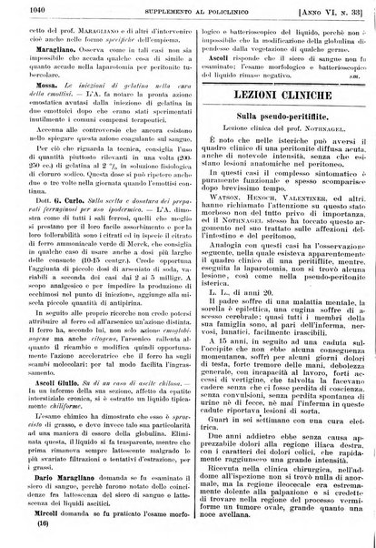 Supplemento al policlinico periodico di medicina, chirurgia ed igiene