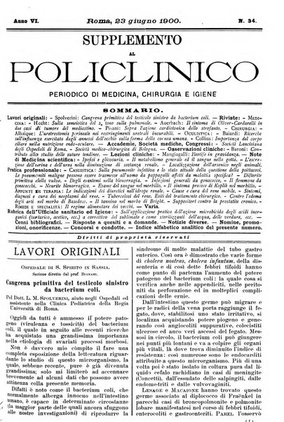 Supplemento al policlinico periodico di medicina, chirurgia ed igiene