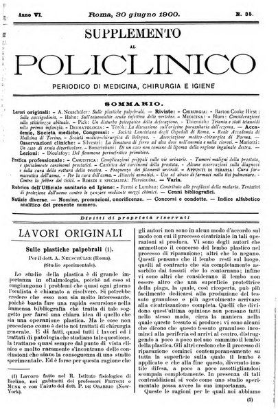 Supplemento al policlinico periodico di medicina, chirurgia ed igiene