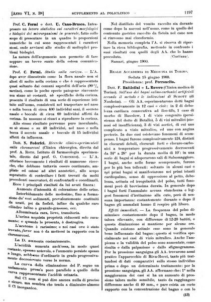 Supplemento al policlinico periodico di medicina, chirurgia ed igiene