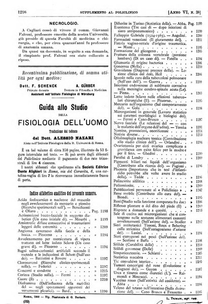 Supplemento al policlinico periodico di medicina, chirurgia ed igiene