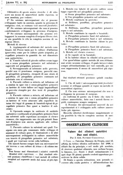 Supplemento al policlinico periodico di medicina, chirurgia ed igiene