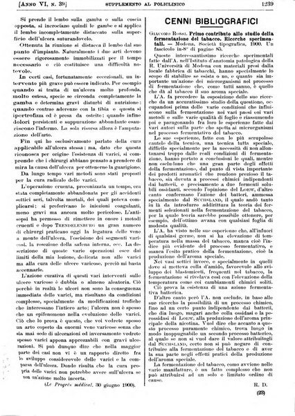 Supplemento al policlinico periodico di medicina, chirurgia ed igiene