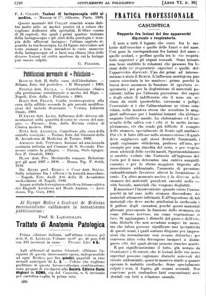 Supplemento al policlinico periodico di medicina, chirurgia ed igiene