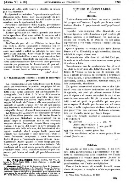 Supplemento al policlinico periodico di medicina, chirurgia ed igiene