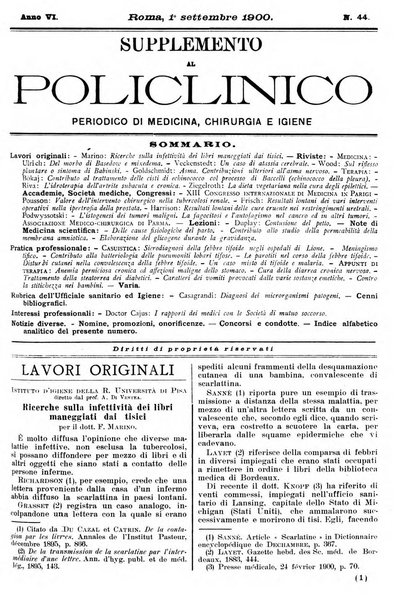 Supplemento al policlinico periodico di medicina, chirurgia ed igiene